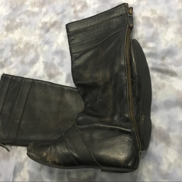 TOP SHOP distressed black leather biker boot sz 38 - Picture 6 of 8